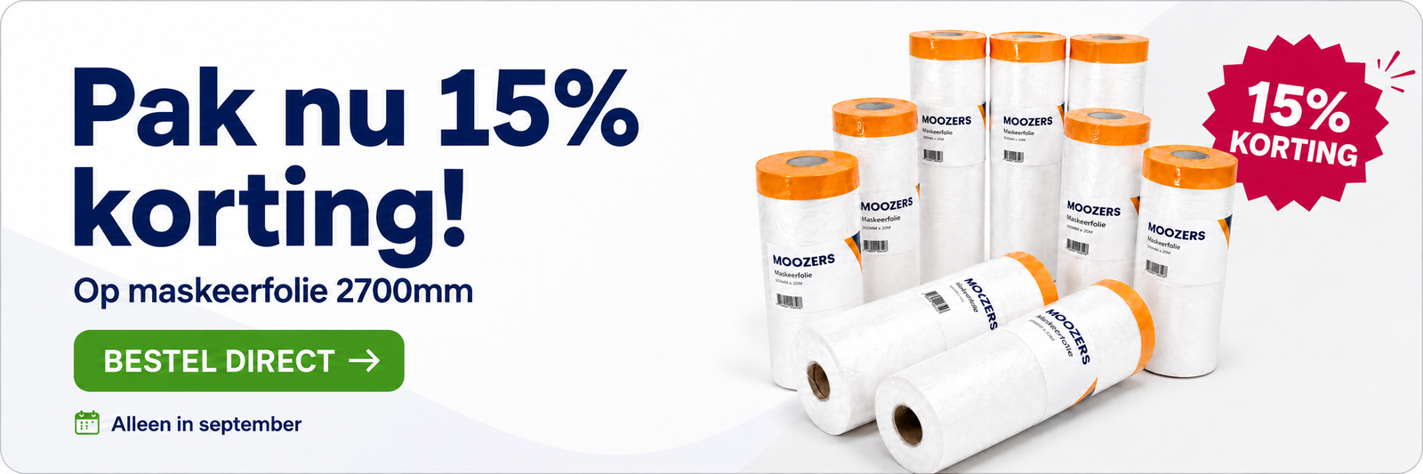 15% korting op MOOZERS Maskeerfolie 2700MM