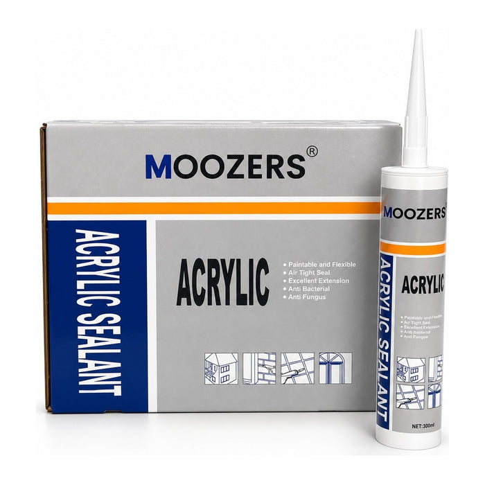 Doos met 24 kokers MOOZERS acrylaatkit wit van 300 ml